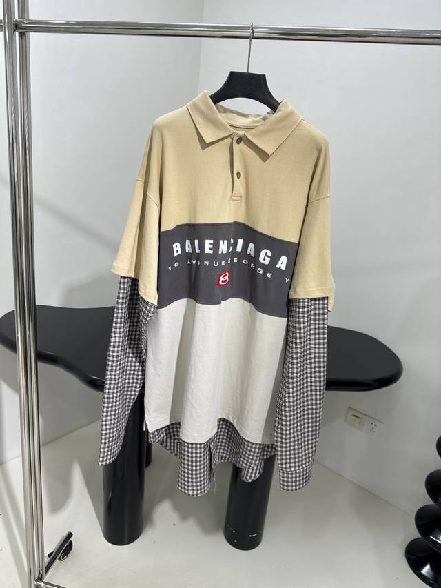 新品Baggy珠地棉拼接衬衫polo T恤 定制定染珠地棉面料和色织条纹棉制作 两种面料拼接设计 两件套视觉 经典polo领口设计 色织衬衫袖口下摆 胸口饰有B