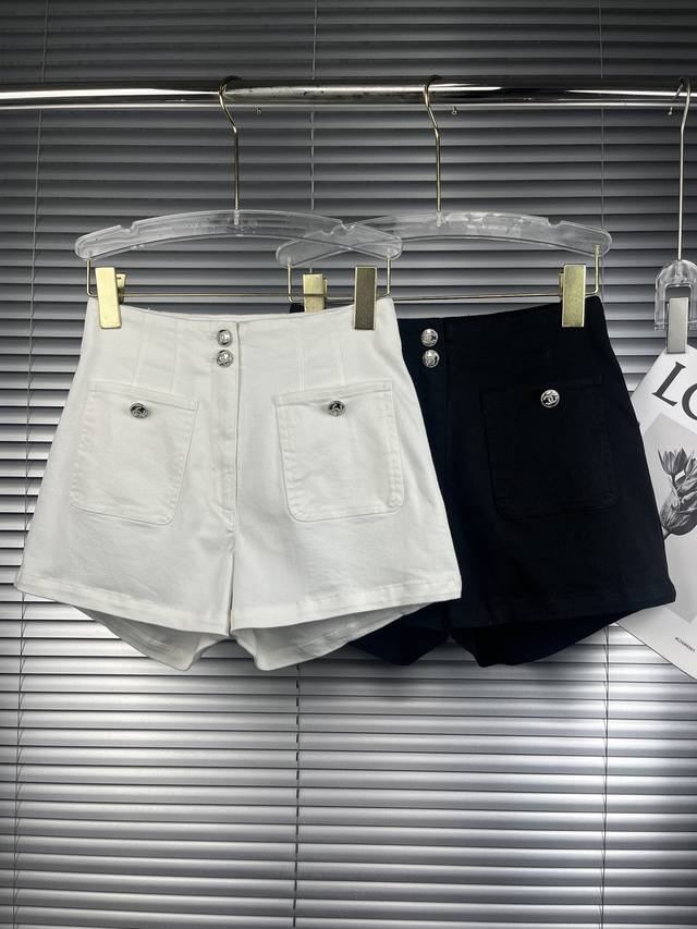2025夏季新款 小香风银扣 牛仔短裤 版型超赞 Size: S- L