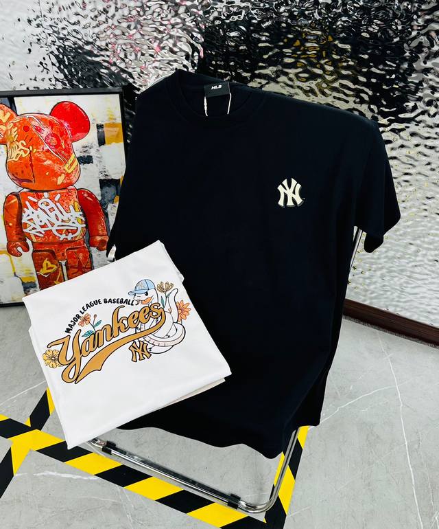 mlb 带Nfc芯片识别高版本 高版本带芯片Mlb夏季新花印花休闲宽松情侣款 短袖T恤906 细节:版本一比一复刻，吊牌 领标 水洗。 面料：采用40织双纱28