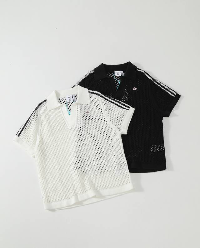 adidas Originals X Clot三叶草联名系列舒适时尚柔软网状镂空钩花针织Polo短袖短裤 四色原版购入打版 百分百纯棉制造 不会起球放心穿 双面