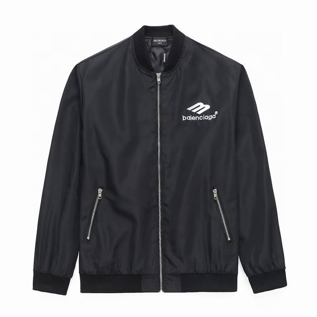新款Balenciaga巴黎世家 刺绣新款立领夹克外套男女款！防水涂层 男女同款！ 双层 带里布 原版面料，网红明星同款高级高弹聚纤科技面料，拼接撞色设计，很高