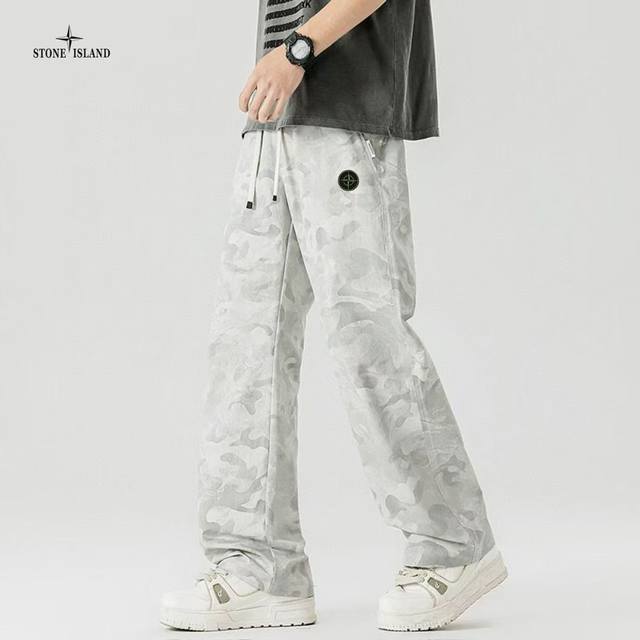 stone Island石头岛海外版25Ss新款四色高品质Ins美式高街拼接迷彩工装裤 裤子版型宽松 细节完美 水洗工装迷彩面料耐磨耐脏 立体裁剪宽松版型 进口
