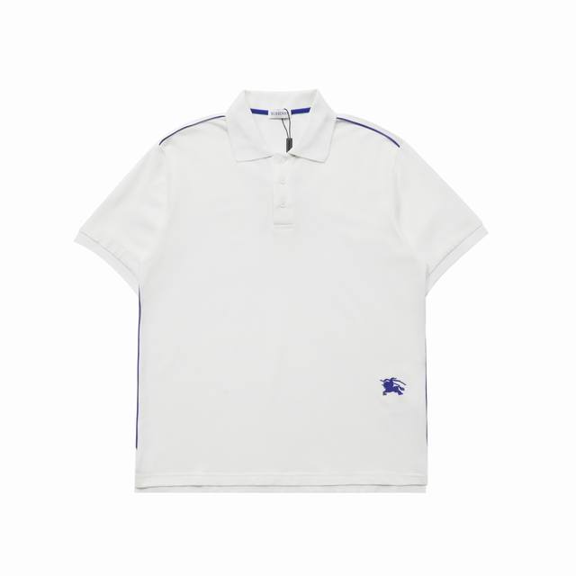 顶级复刻版本] 品名: Burberry 巴宝莉 新款刺绣翻领Polo衫短袖T恤 款号：004 颜色：黑色 白色 尺码：S-Xl 面料: 280G重磅珠地棉，随
