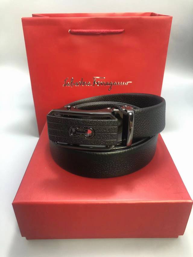 上新 店主严选好货 菲拉格慕Ferragamo男士自动扣腰带 头层小牛皮！！尺寸：125Cm，长短可以裁剪0带全套包装发票