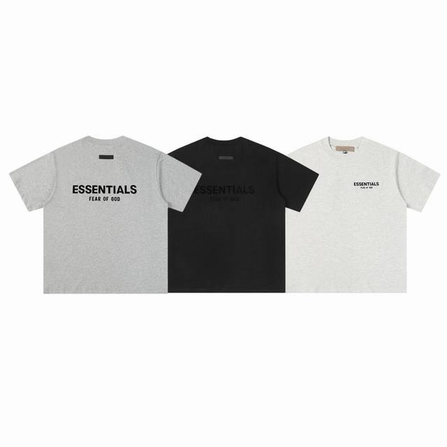 fear Of God Fog Essential 经典前后植绒小标 Logo 字母印花短袖T恤 Color：深灰色 浅灰色 黑色 Size：S M L Xl