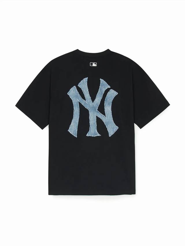 高端品质Mlb Ny洋基队 Ny仿牛仔老花款 Ny新品印花圆领套头短袖T恤 男女情侣同款，面料采用纯棉双纱，面料亲肤舒适透气，触感细腻Ny洋基队情侣烫印T恤，定
