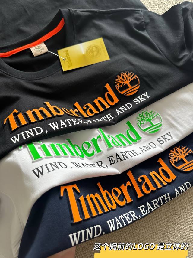 timberland 休闲情侣透气短袖印花T恤 立体工艺印花 个性时尚 衣服独特的工艺 胸前采用立体印花工艺 少见的设计 让整件衣服更加有层次分明感， 面料采用