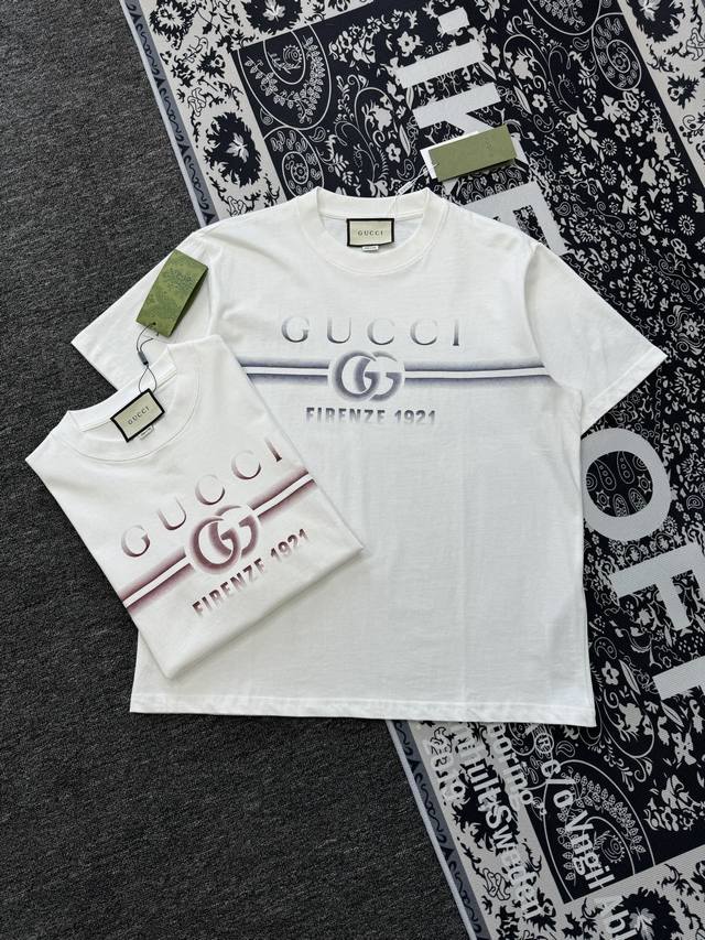 gucci 古驰 25Ss 渐变喷绘G家标识短袖圆领情侣款T恤 轻奢主义，男女日常通勤穿搭必备单品，正确版本，随意对比！ 购入原版开模打造，面料采用280克，