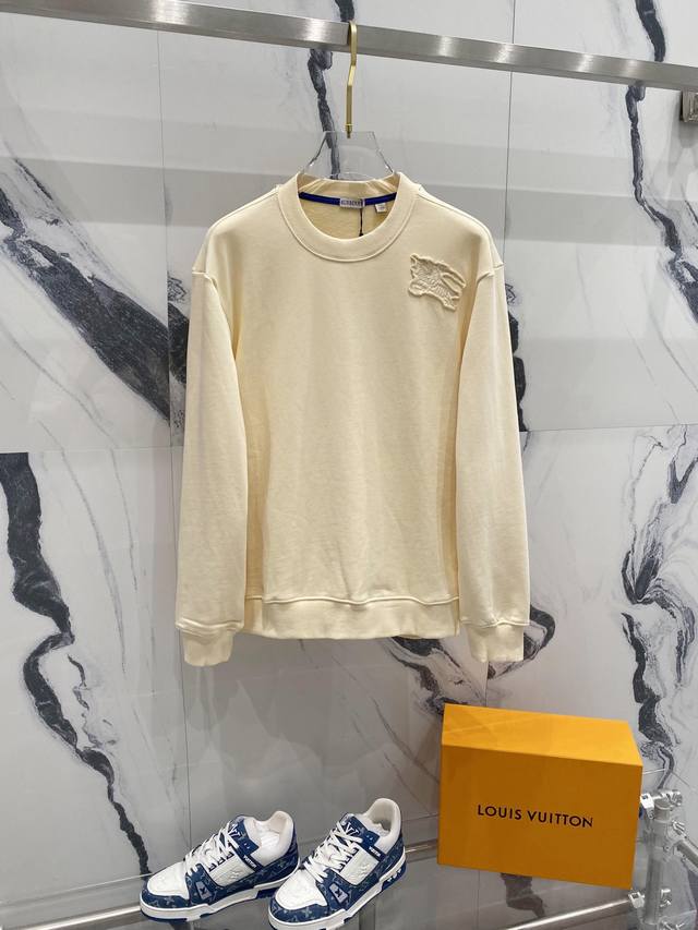 顶级最高版本 Burberry 巴宝莉 Bbr 经典简约烧花贴布战马微标Logo圆领卫衣 男女同款 情侣款 宽松版型 最高版本 原版面料 高版本 高品质 所有细