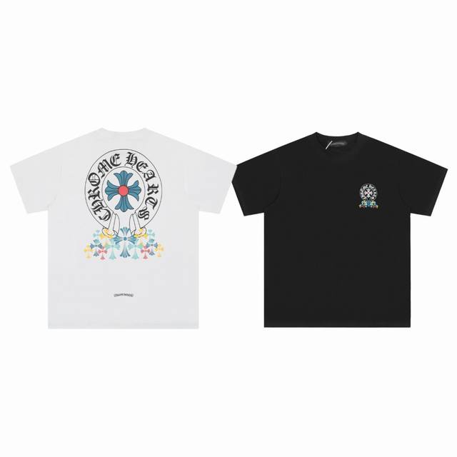 chrome Hearts Ch 克罗心 限定款彩色马蹄十字印花情侣圆领短袖T恤-顶级版本 Color：黑色 白色 Size：S M L Xl Number：2