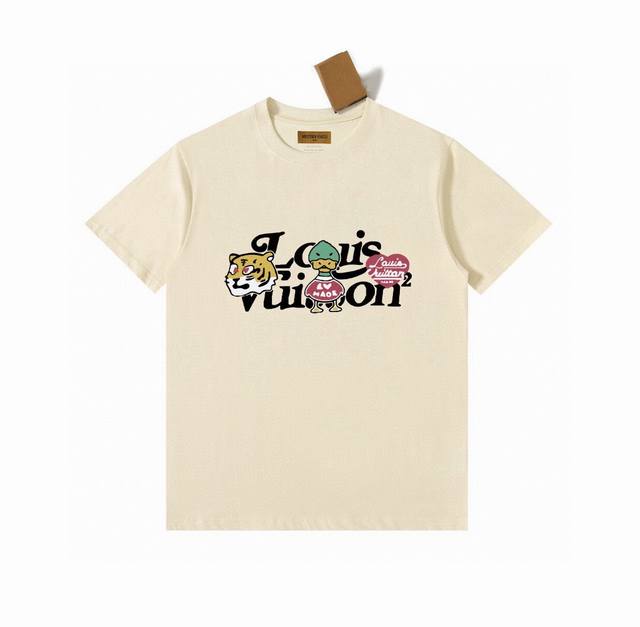 lv 鸭子系列 专柜款复古情侣 印花短袖T落肩袖 重磅280G精梳棉材质 透气舒适 版型宽松 进口外贸级专柜印花，随意搓洗不褪色不变形。 情侣款 男女同款哦