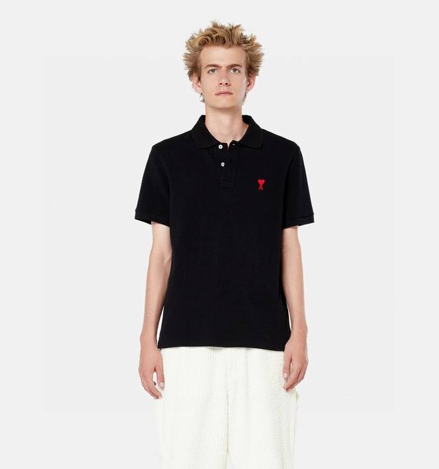ami春夏新款Polo衫，Ami短袖 桑蚕丝Polo！精致小爱心刺绣！春夏新品男士女士休闲纯色翻领短袖T恤Polo衫！95%桑蚕丝网眼，5%氨纶采用高品质超细珠