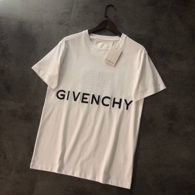 白色齐全 Givenchy纪梵希 新款前后Logo刺绣短袖T恤 高版本高品质原版面料 网红明星同款 32支双纱面料 双面进口绣花机刺绣工艺 重工工艺 手感非常舒