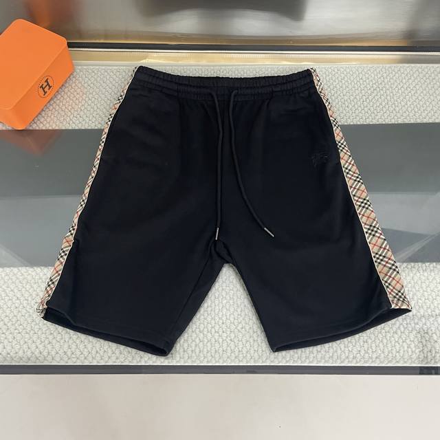 上新 顶级版本 最高品质 Burbberry巴宝莉定制2025Ss新款拼接条纹格子战马刺绣短裤 原版面料高版本高品质 网红明星同款 定制过水洗毛圈面料 双侧拼接