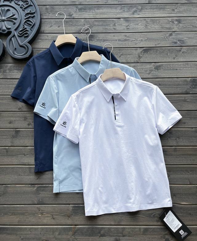 k石头家压胶工艺速干Polo衫夏季防晒商务翻领快干透气运动短袖 M-Xxl 黑色 白色 浅蓝 原纱吸湿速干科技面料，此款科技面料他既有棉的质感，领子，门襟，袖口