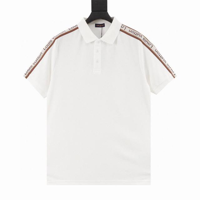 顶级版本 路易威登 Louis Vuitton 2025夏季新款 驴家Lv织带印花Logo撞色翻领短袖Polo衫男女同款！ 1V 织带印花Logo短袖Polo衫