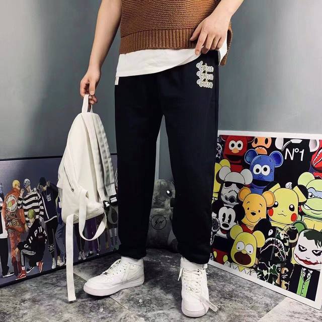 中山原厂Evisu福神标志达摩大M毛圈长裤男女同款 重磅专柜最新款！走一波！绝对私房牛货！官网柜子同步火爆在售！不变形不起球后侧发M印花摸起来手感立体有型 松紧