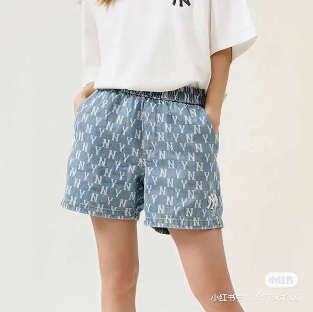新款上新 高端品质 2025Mlb Ny 满印牛仔款刺绣短裤 男女情侣Mlb老花重工满印牛仔短裤客供定制全棉水洗牛仔面料，辅料开模定制 品质超牛。 相近色的老花