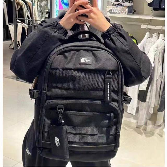 北面Tnf工装背包男女学生书包大容量双肩包时尚百搭单肩包手提包 颜色：黑色 米白色 卡其色 灰色 尺寸：47×32×22 Cm