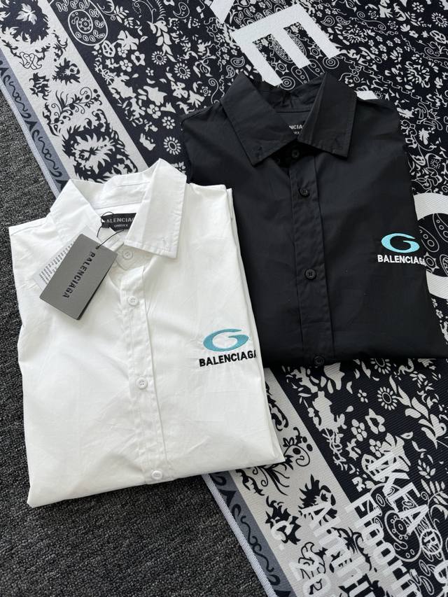 balenciaga 巴黎世家 25Ss Blcg 胸前刺绣标识舒适吸汗透气纯棉长袖衬衫 轻奢主义，男女日常通勤穿搭必备单品，正确版本，随意对比！ 购入原版开模