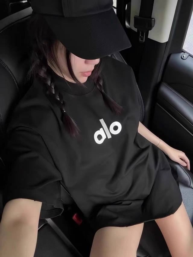 alo 25Ss最新前后字母印花手工破坏重磅纯棉短袖 情侣款 顶级复刻，当红炸子鸡必备好货来袭，重磅260G精梳纯棉，纯手工破坏工艺，胸口后背进口胶浆印花，潮咖