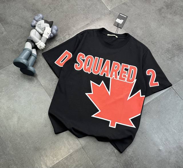 潮牌 Dsquared2枫叶情侣款短袖T恤！ 240G双纱潮牌专用棉，纹理清晰，质感满满，同缸定染1×1无色差精密纯棉螺纹，层搭叠穿，自留好货，强烈推荐~所有