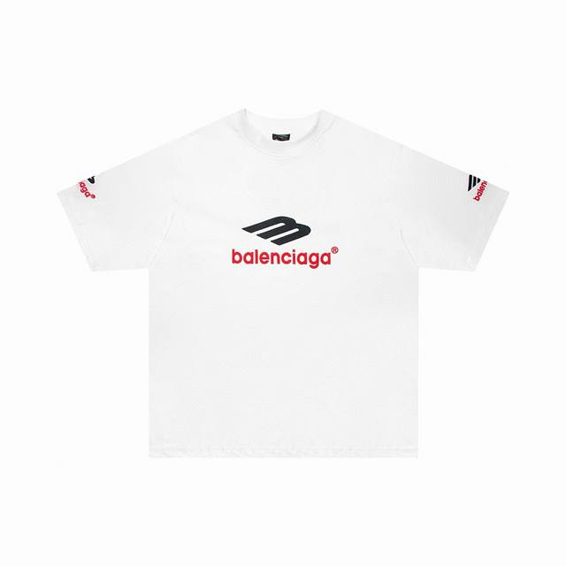 巴黎世家 Balenciaga 3M标Logo字母刺绣运动短袖T恤 男女款 三标、面料对版 顶级版本 面料: 260重磅纯棉，随意对比 采用特定重磅32S精棉平