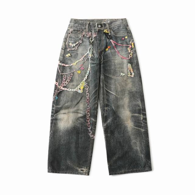 顶级版本 Acne Studio Ac 25Ss 1981M 糖果链条 Baggy Fit Jeans牛仔休闲裤 男女同款 颜色：图片色 尺码：44 46 48