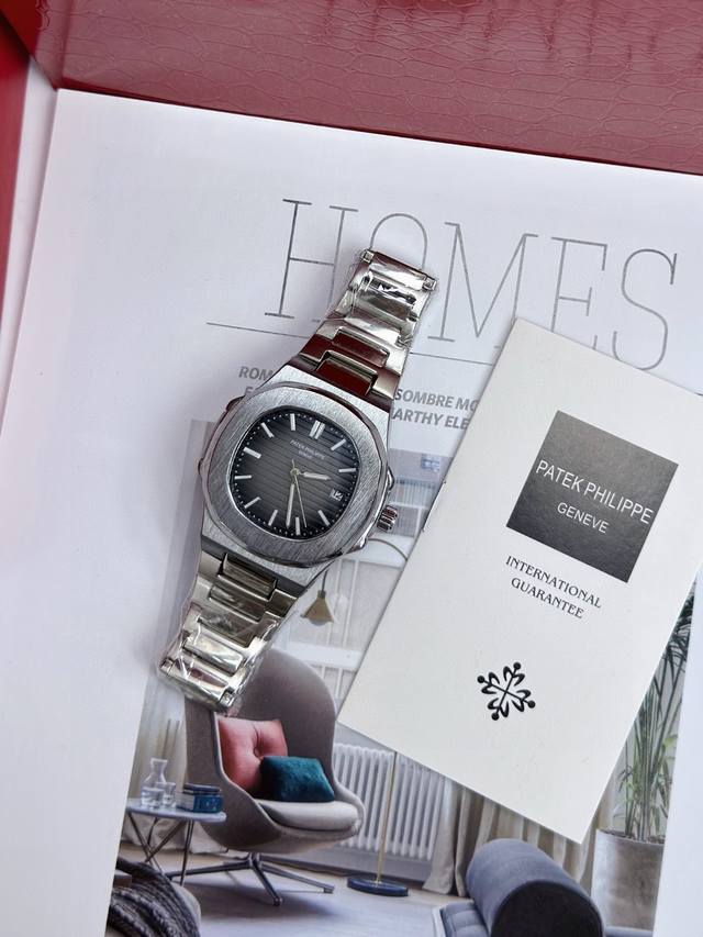 百达翡丽机械腕表黑表盘 钢带黑面全套专柜包装 -Patek Philippe 优运雅动系列 鹦鹉螺Pp震撼出品 全网佳最解毒奢侈腕表 内置全自动机械机芯 表带采