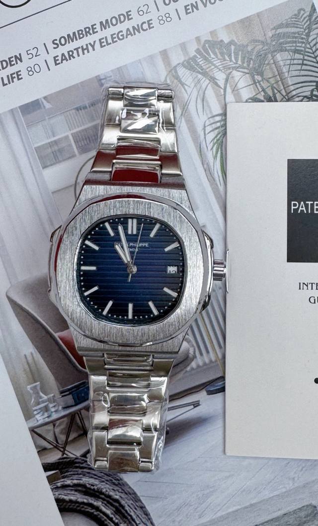 百达翡丽机械腕表蓝表盘 钢带蓝面全套专柜包装 -Patek Philippe 优运雅动系列 鹦鹉螺Pp震撼出品 全网佳最解毒奢侈腕表 内置全自动机械机芯 表带采