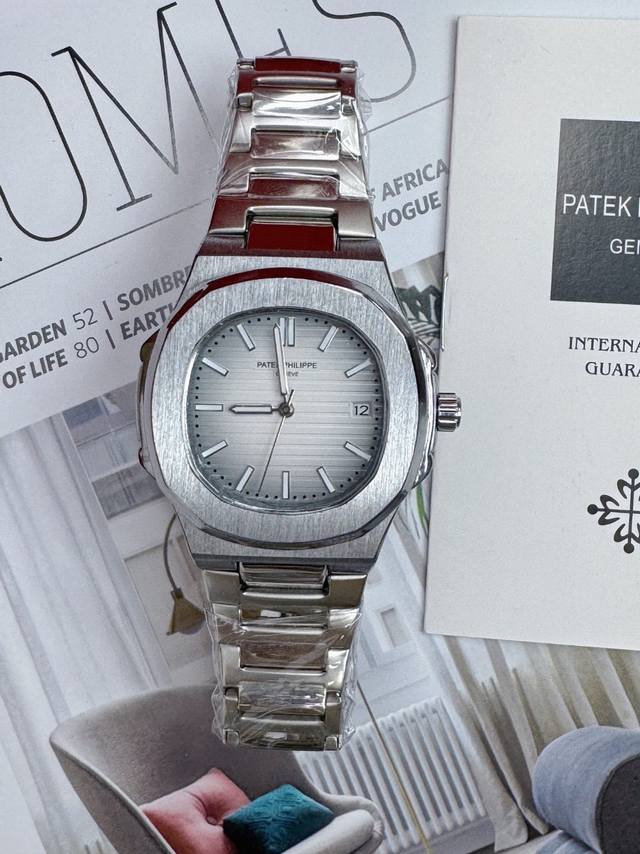 百达翡丽机械腕表白表盘 钢带白面全套专柜包装 -Patek Philippe 优运雅动系列 鹦鹉螺Pp震撼出品 全网佳最解毒奢侈腕表 内置全自动机械机芯 表带采