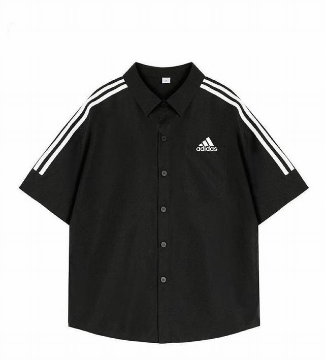 上新 Adidas 阿迪达斯短袖衬衫吸湿速干防晒户外运动春夏季徒步通勤男 激光切割剪裁！整体干净利落，超高弹力，垂感无痕！彰显身份！ 纯色定染面料，激光切割剪裁
