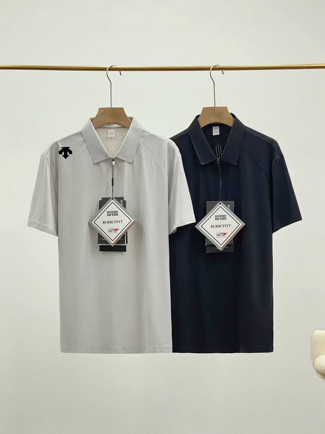 供 Descente迪桑特Running系列跑步运动健身男士短袖Polo衫 25年夏季新品男士翻领Polo衫，版型垂直立挺，3D立体裁剪，科技面料版型做工都极好