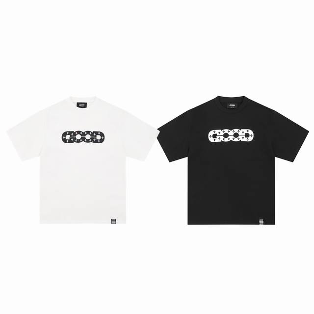 goodbrand 25Ss 重工胶印字母镂空彩色烫钻情侣圆领短袖T恤-原单版本 Color：黑色 白色 Size：S M L Xl Number：25802