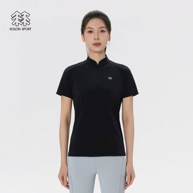 上新# 女款可隆女士半拉链短袖T恤上衣休闲运动款式Kolon Sport可隆女款半拉链短袖吸湿速干T恤亲肤透湿轻薄夏上衣Kolon Sport可隆户外休闲衣女子