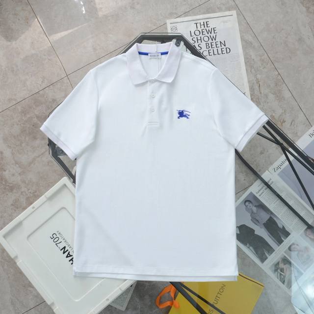 上新 纯原臻品 顶级复刻 Burberry 巴宝莉新款蓝色刺绣战马翻领Polo衫休闲短袖T恤 款号：0003 颜色：黑色 白色 购入原版开模打造，全套定制辅料，