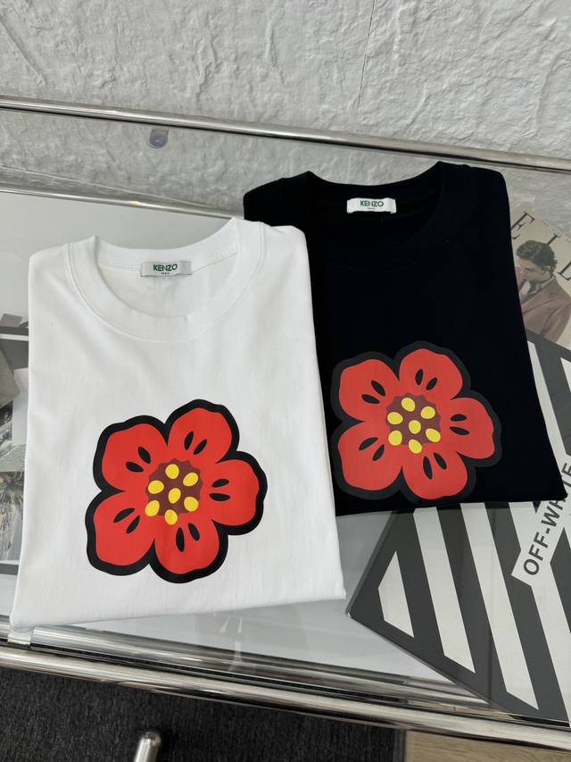 kenzo 高田贤三 25Ss 基础胸前小红花印花男女情侣短袖T恤 小红书热门爆款，明星网红同款穿搭，男女日常通勤穿搭必备单品！ 高品质260克高克重双纱面料，