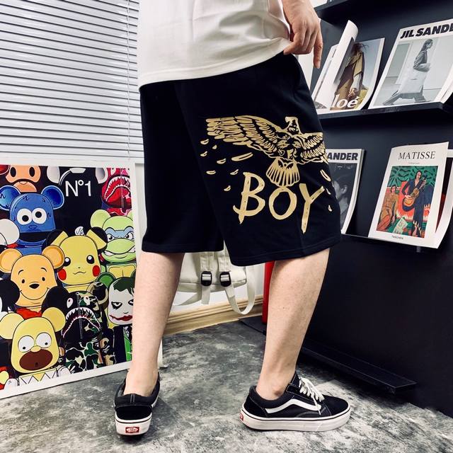 boy London烫金Logo大翅膀痞帅情侣短裤男女同款 高版本 重磅专柜最新款！走一波！绝对私房牛货！官网柜子同步火爆在售！高密度面料不变形不起球印花摸起来