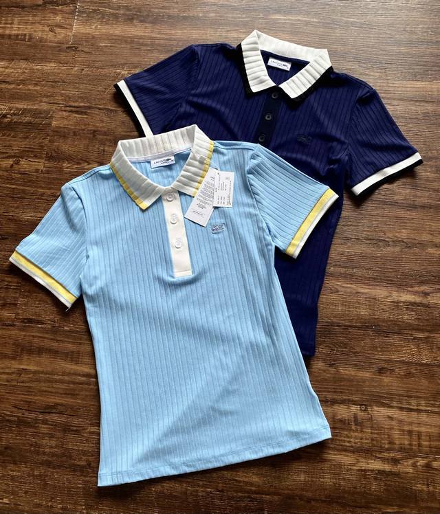 lacoste法国鳄鱼女装25春夏新款坑条设计时尚撞色修身短袖Polo衫 Df7281 法式老钱的代表，懒Chil的运动休闲风百搭还舒适，春夏季节试穿了新品的针