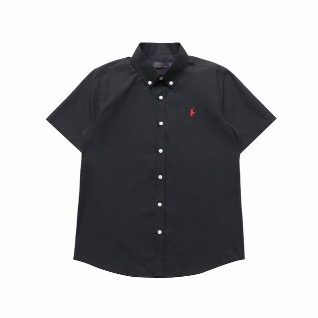 顶级复刻版本 Ralph Lauren 拉夫劳伦 新款小马刺绣Logo短袖衬衫衬衣 颜色：黑色 白色 藏青色 顶级复刻版本 区别市场通货 辅料: 原版吊牌水洗标