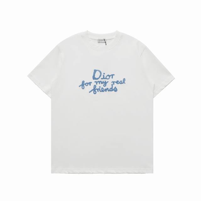顶级复刻版本 Dior 迪奥花卉刺绣休闲圆领短袖T恤 面料: 280G重磅纯棉，随意对比 砖柜同步。第一时间正品开发研制。欢迎对比！面料采用Zp定织定染全棉双纱