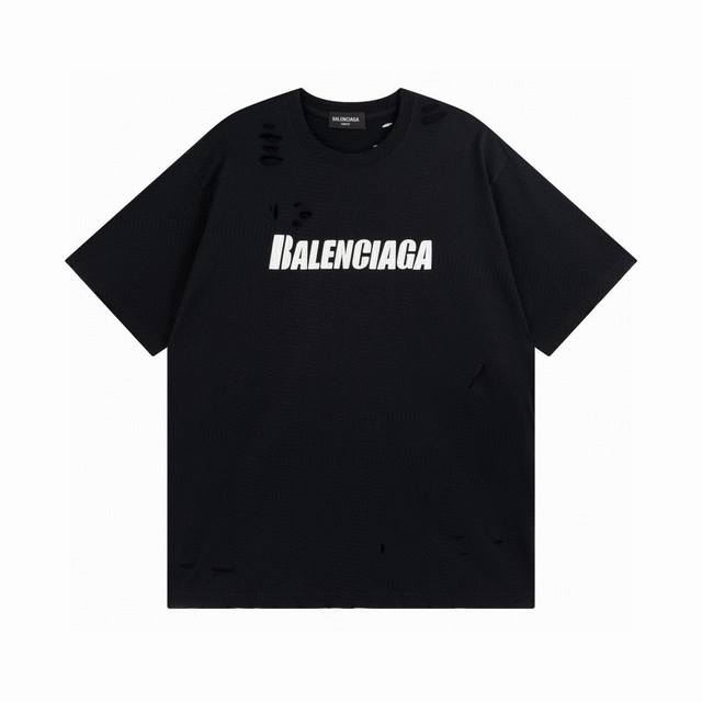 balenciaga 巴黎世家2025 Ss 经典做旧破洞割烂印花短袖T恤 本市场No.1的质量 真正天花板品质 全部原版开发注意细节图 避免被盗图商家混发 正