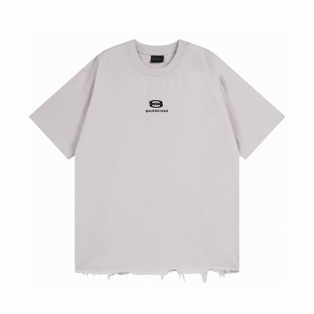 balenciaga 巴黎世家2026 Ss 双环Logo经典字母刺绣磨烂破坏短袖T恤 本市场No.1的质量 真正天花板品质 全部原版开发注意细节图 避免被盗图
