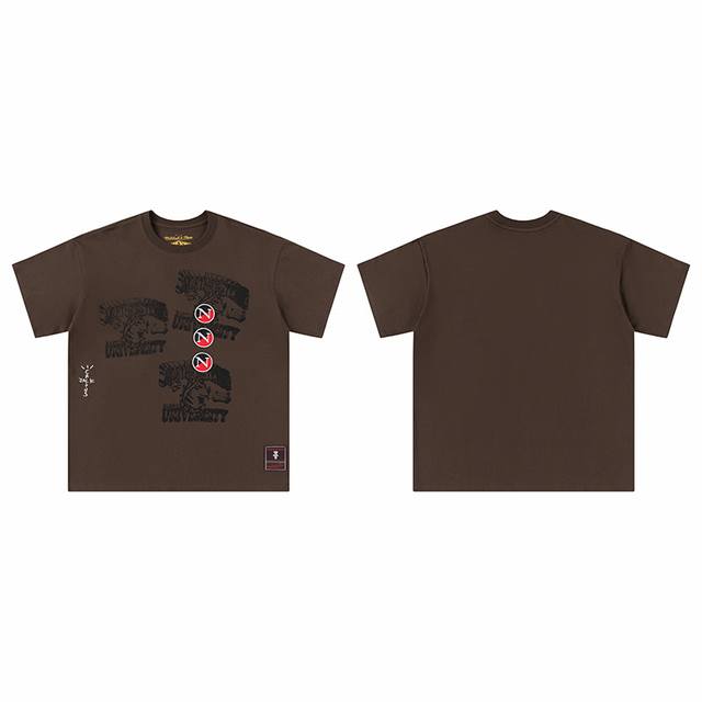 t8834 顶级品质 Travis Scott X Mitchell X Ness Northeastern Huskies Seal短袖 做工精美 走线流畅