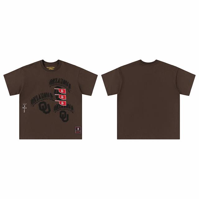 t8832 顶级品质 Travis Scott X Mitchell X Ness Oklahoma Sooners Seal短袖 做工精美 走线流畅 原版刺绣