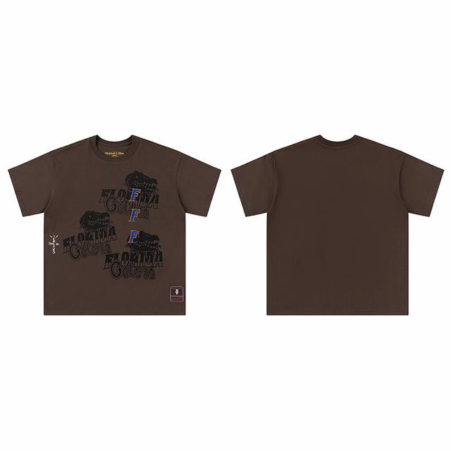 t8830 顶级品质 Travis Scott X Mitchell X Ness Florida Gators Seal 短袖 做工精美 走线流畅 原版刺绣工