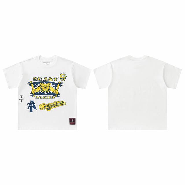 t8809 顶级品质 Travis Scott X Mitchell X Ness North Carolina At Aggies Hand-Drawn短袖