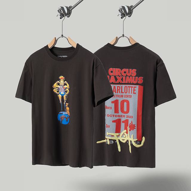 款号：Ts64 顶级品质 Travis Scott Cactus Jack X Utopiatour乌托邦联名款 马戏团字母印花短袖 做工精美 走线流畅 原版开