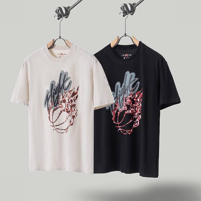 款号：Ts06 顶级品质 Travis Scott Cactus X Jordan 火焰印花水钻圆领套头短袖T恤 做工精美 走线流畅 原版开模 工艺讲究 印花清