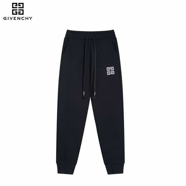 givenchy 纪梵希 24Ss前后绣花Logo长裤 纯棉高品质面料、特别手感、超级质感 舒适柔软透气 休闲宽松版型 潮流男女同款 长裤颜色： 黑色码数： X